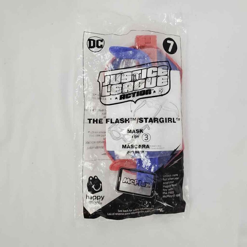 #7 Justice League Acton The Flash star girl mask, McDonald's happy meal toy NEW